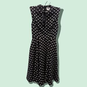 Unique Vintage Polka Dot Retro Peter Pan Collar Fit and Flare Dress Small